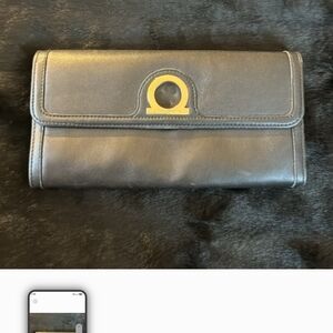 Salvatore Ferragamo Gray Wallet with Gold Accent